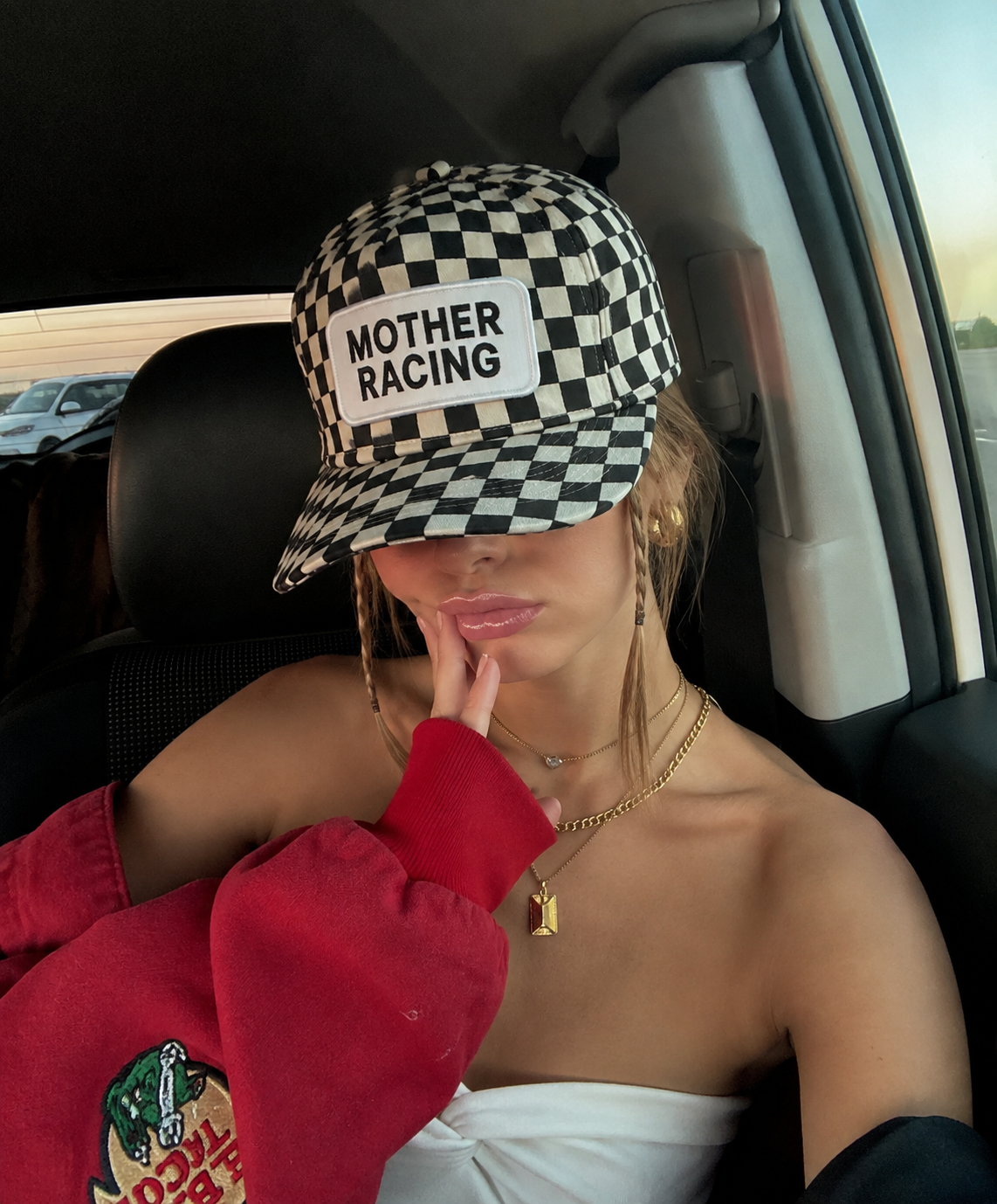 Mother Racing Unstructured Checker Hat