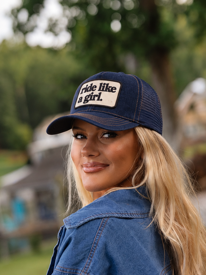 Ride like a girl Denim trucker hat